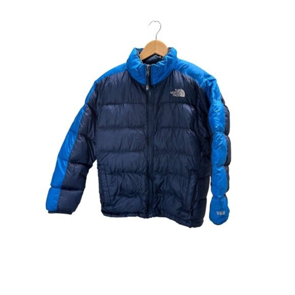 The North Face Puffer Jacket 14 16 Boy's Goose Down Size Large Blue - Picture 1 of 7